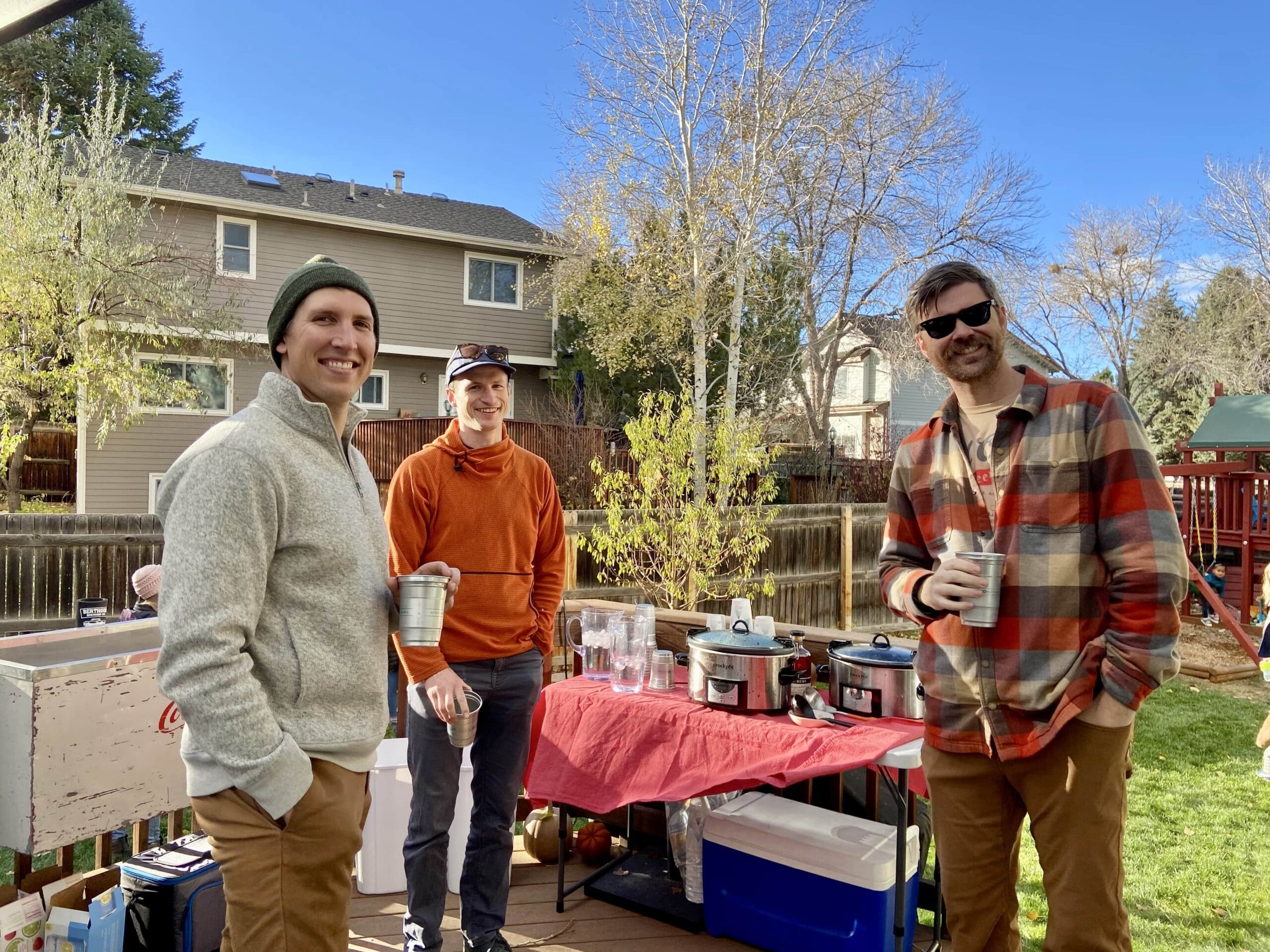 Three guys enjoying community and friendship.